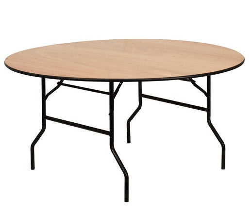 60'' Round Wood Folding Banquet Table